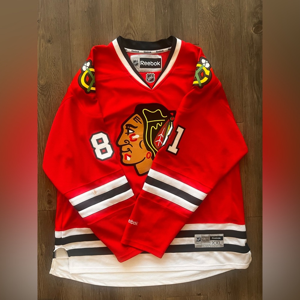 Chicago Blackhawks Hossa #81 Reebok hockey jersey.